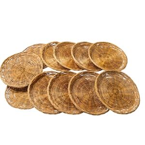 ​Set of 11 Vintage Wicker Bread Baskets 9" Round Rattan Paper Plate Holders Boho